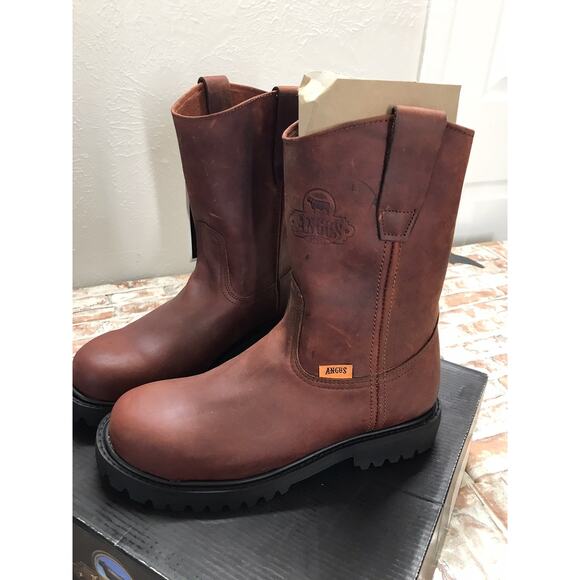 Angus Men's Work Boots Brown with Steel Safety Toe CONSTRUCTION BOTAS NON SLIP 8 - Picture 6 of 10
